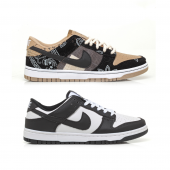 Kit 2 Pares Dunk Low Branco Preto E Cactus Jack